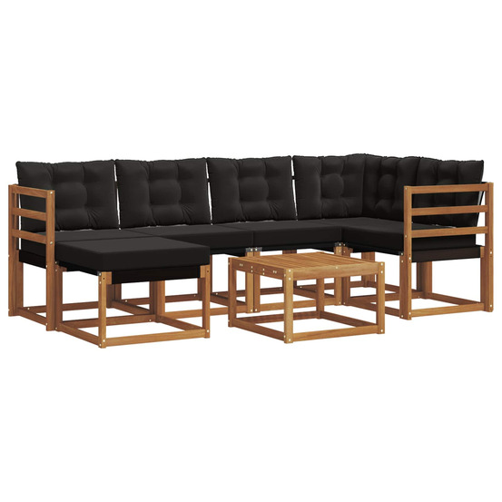 Ensemble de canapés d'extérieur 7 pcs naturel et noir