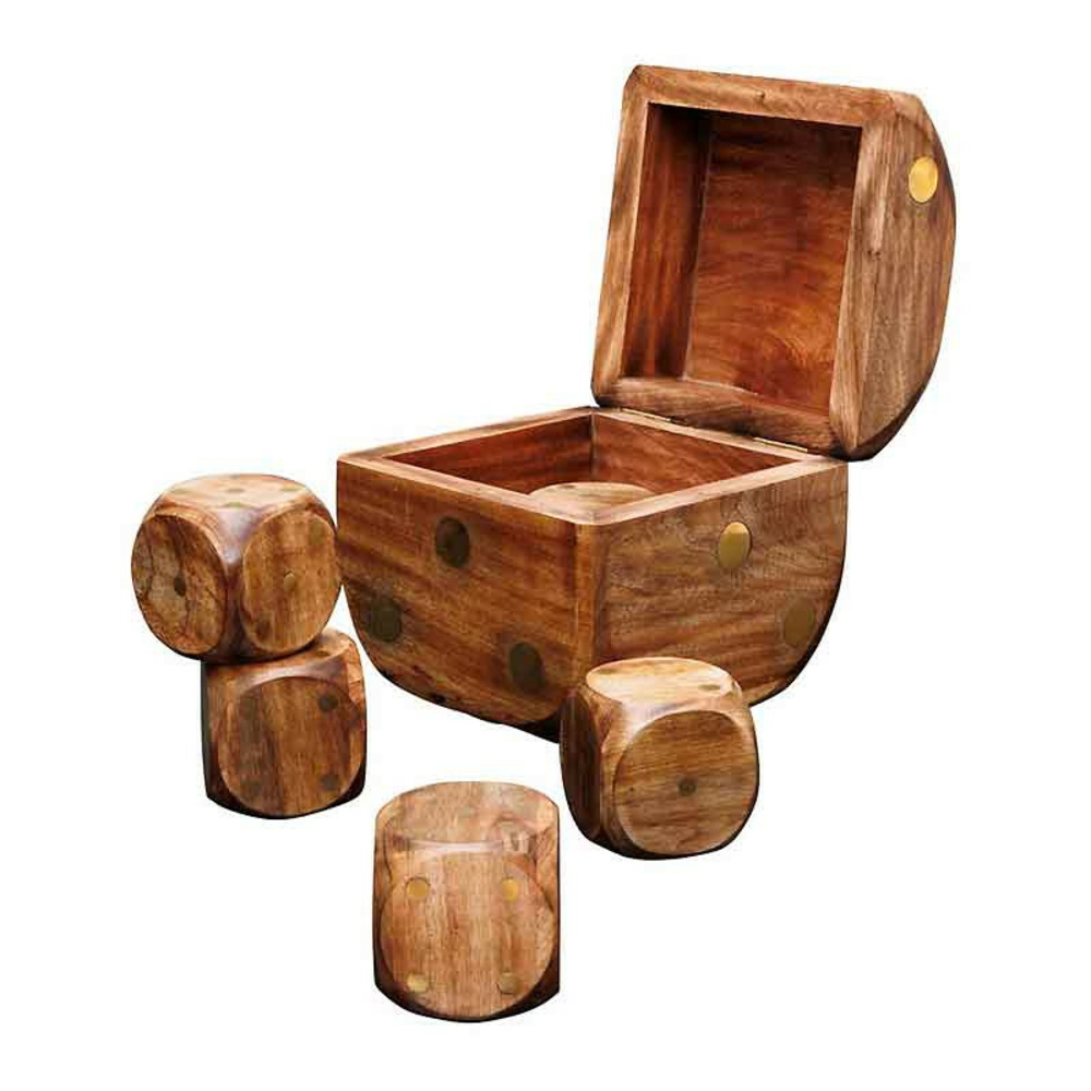 Grande boîte dé et 5 dés 20x20x20cm