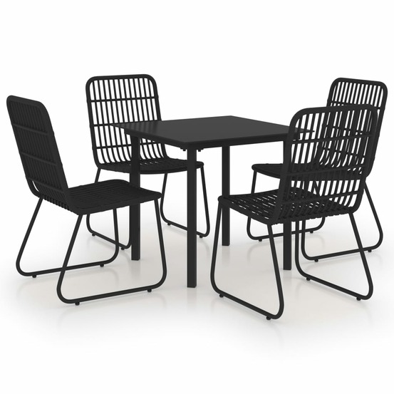 Ensemble à dîner salon de jardin meuble d'extérieur 5 pièces résine tressée et verre
