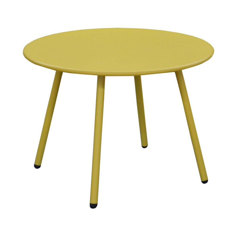 Table basse jardin ronde en acier rio 50 cm moutarde