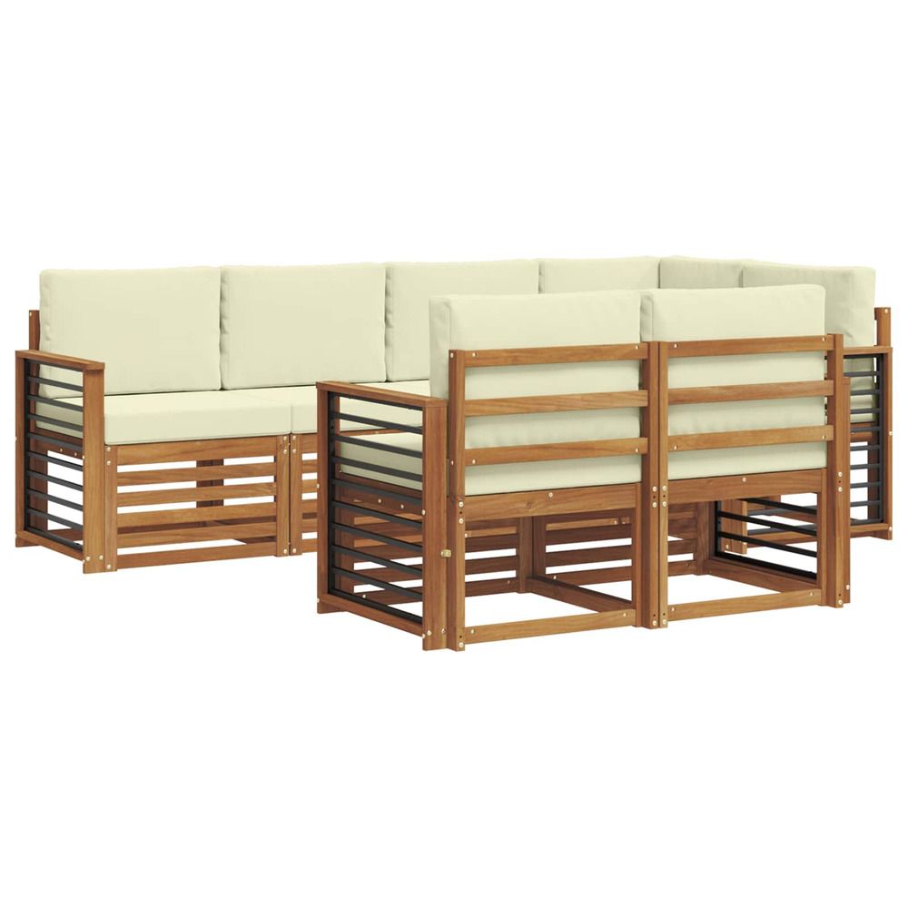 Ensemble de canapés d'extérieur 7 pc naturel et crème polyester