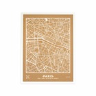 Carte en liège - woody map paris naturel / 60 x 45 cm / blanc / cadre blanc
