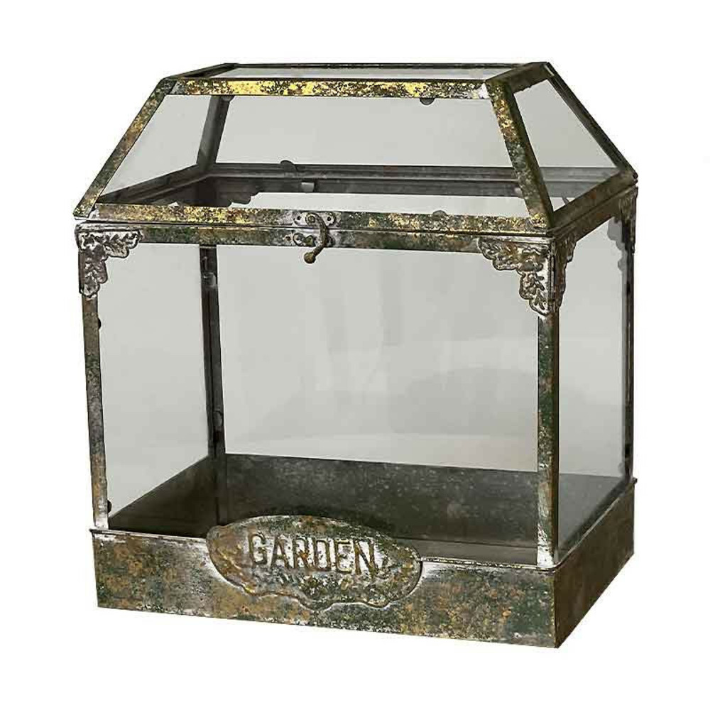 Serre verre fer patiné 33x21x36cm