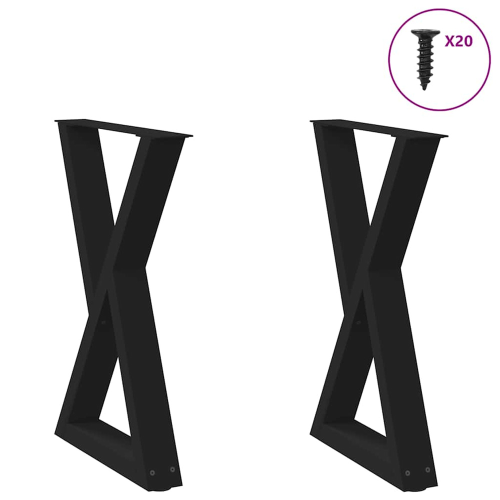 Pieds de table à manger 2 pièces noir 60 x (72-73,3) cm acier