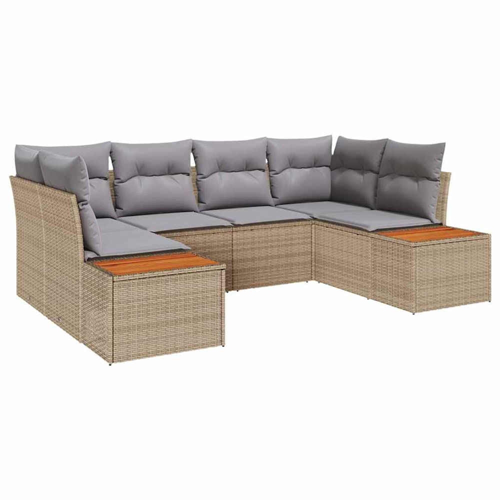 Ensemble de canapé de jardin 6 pcs beige et gris clair
