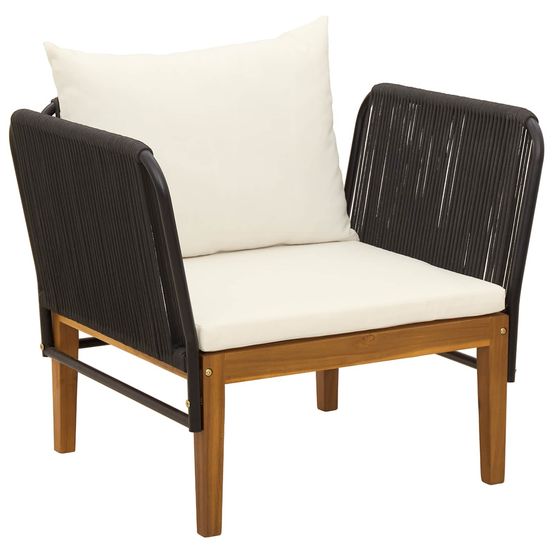 Chaise de jardin avec coussins bois d'acacia massif et corde