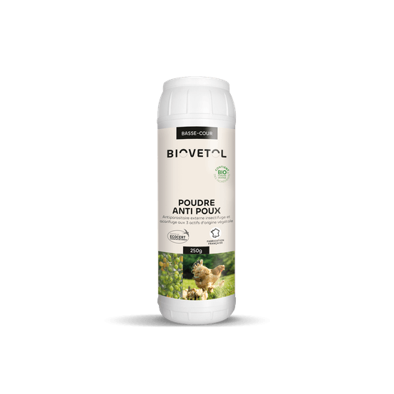Poudre anti-poux - insectifuge bio certifié ecocert - soin basse-cour - 250g