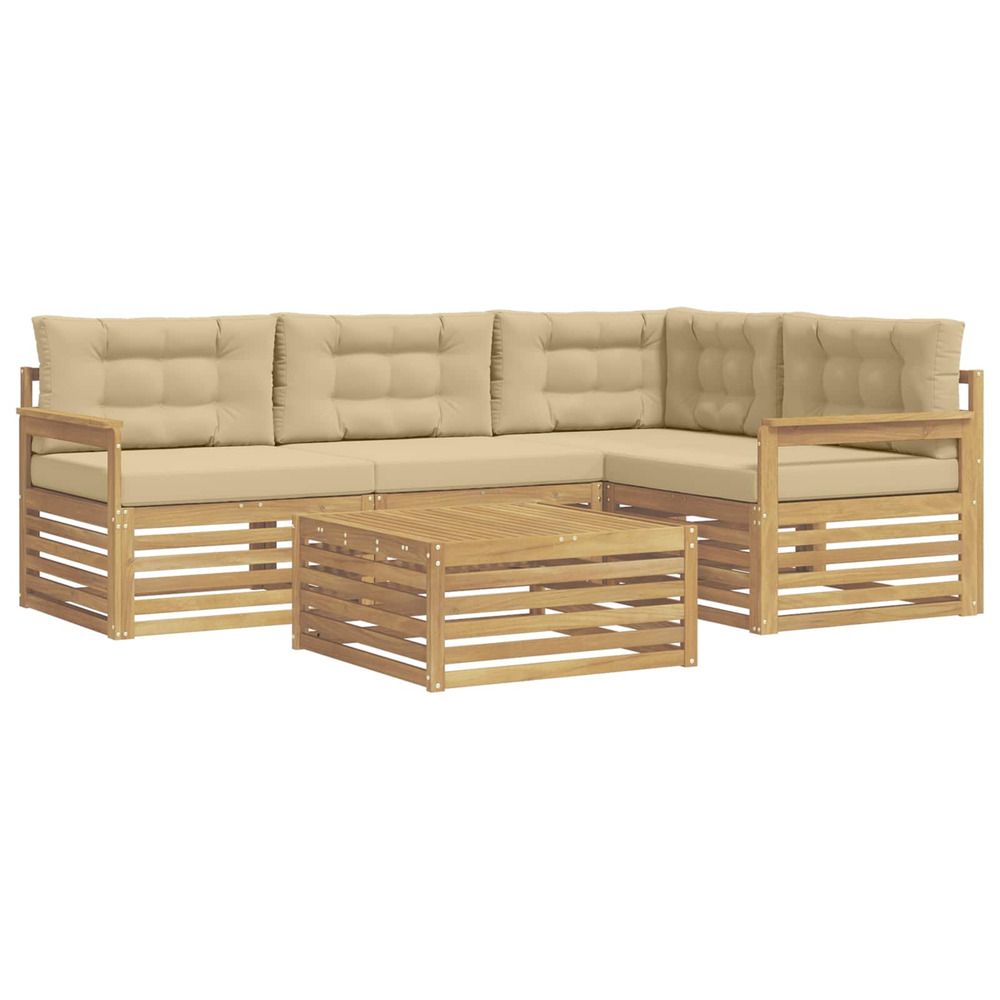 Ensemble de canapés d'extérieur 6 pc blanc et beige polyester