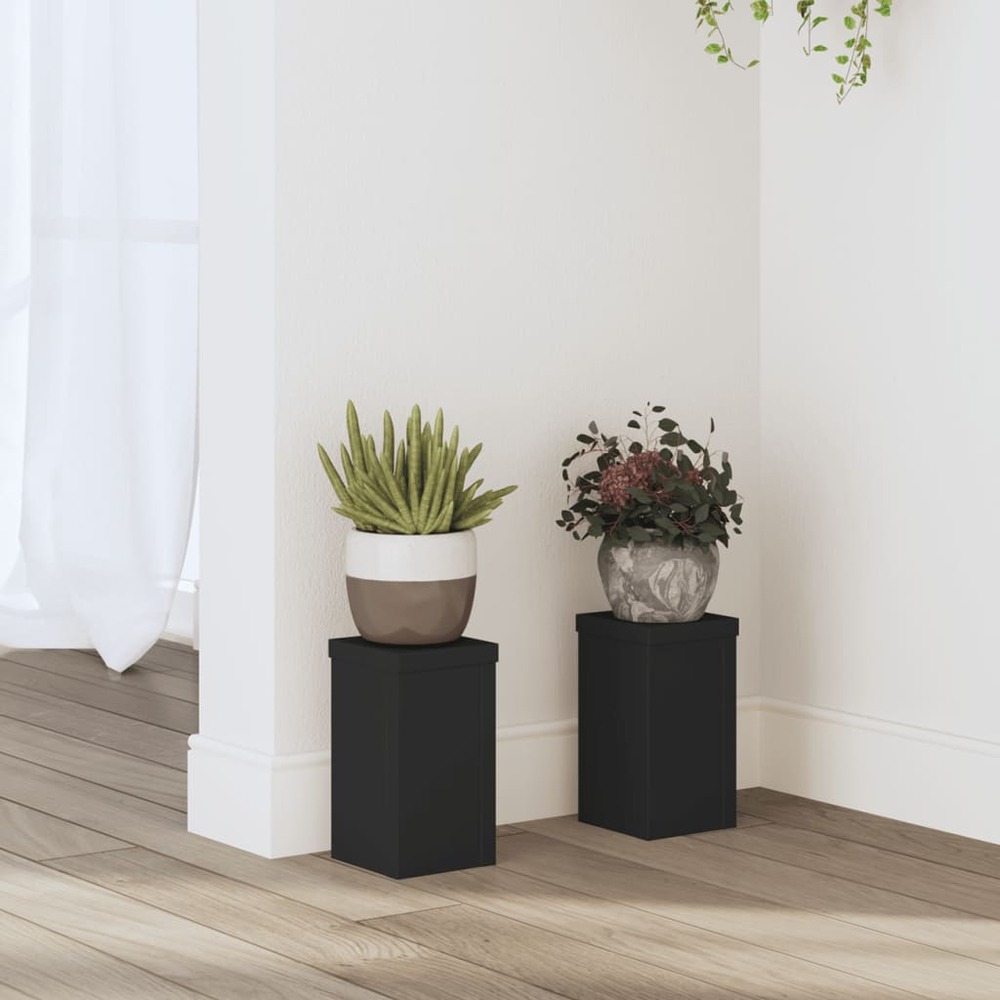 Supports pour plantes 2 pcs noir 10x10x18 cm bois d'ingénierie