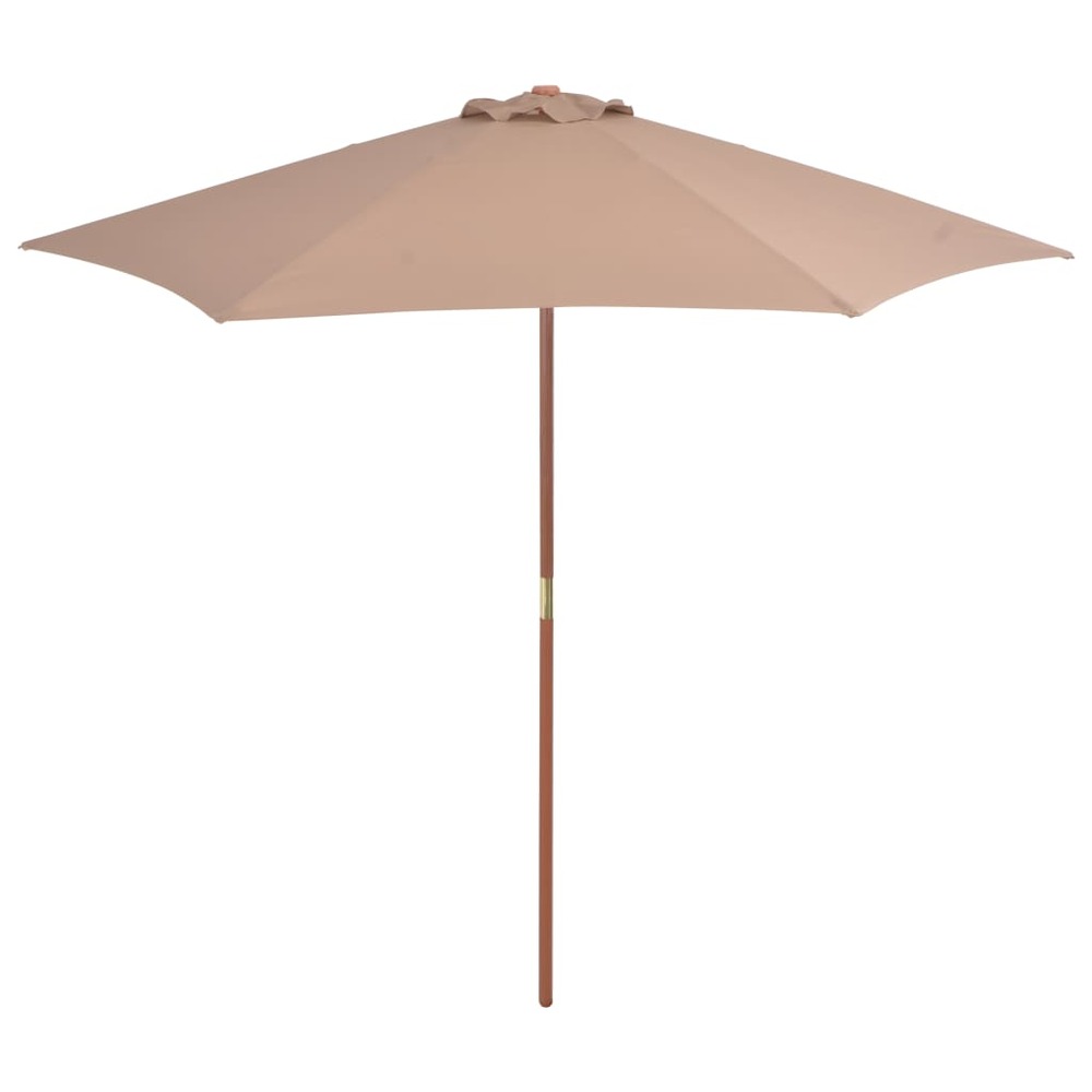 Parasol d'extérieur avec mât en bois 270 cm taupe