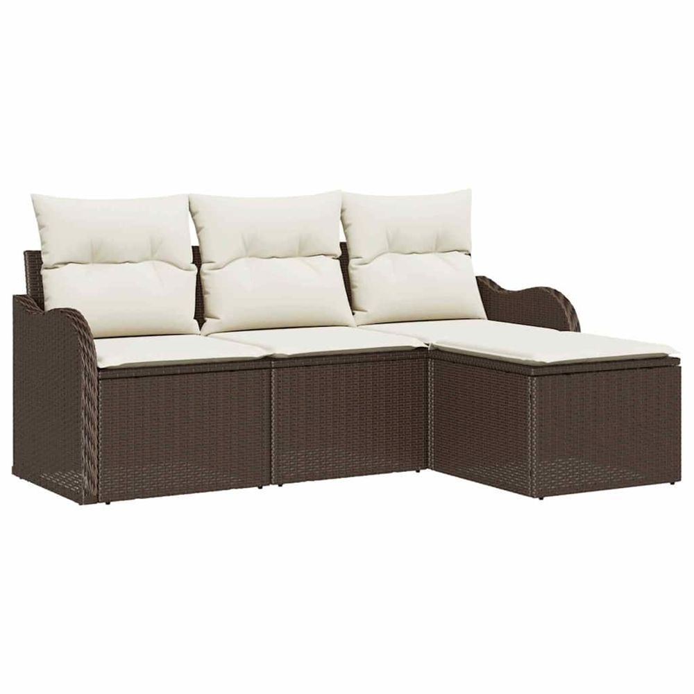 Ensemble de canapé de jardin 4 pc marron polyrotin