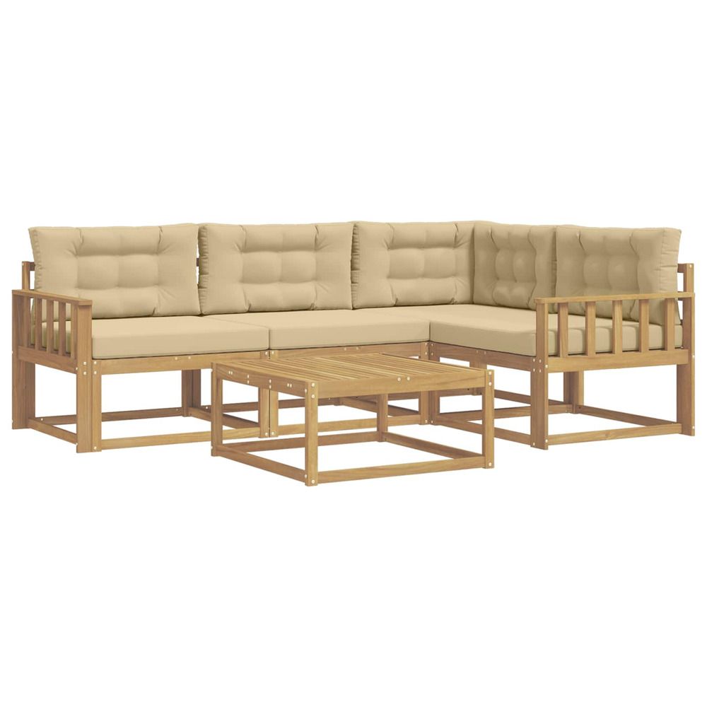 Ensemble de canapés d'extérieur 5 pc blanc et beige polyester