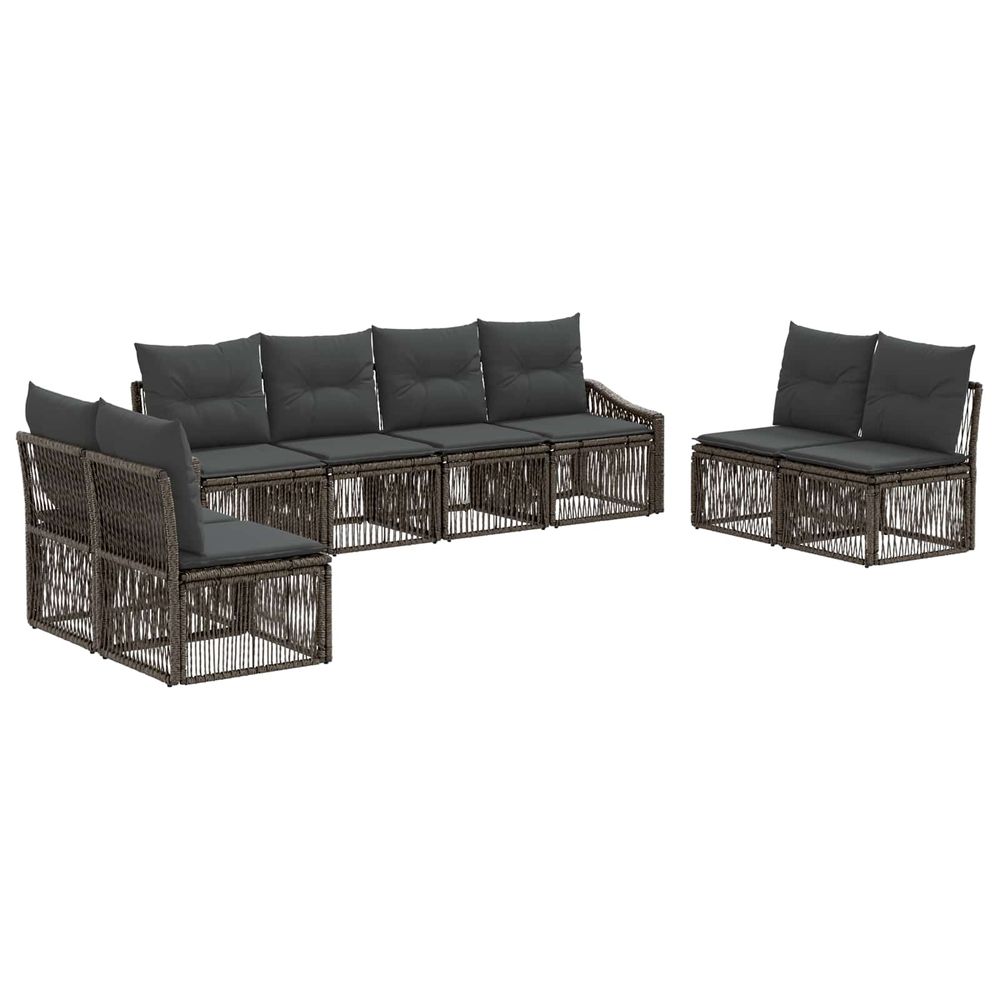 Ensemble de canapé de jardin 8 pc gris polyrotin