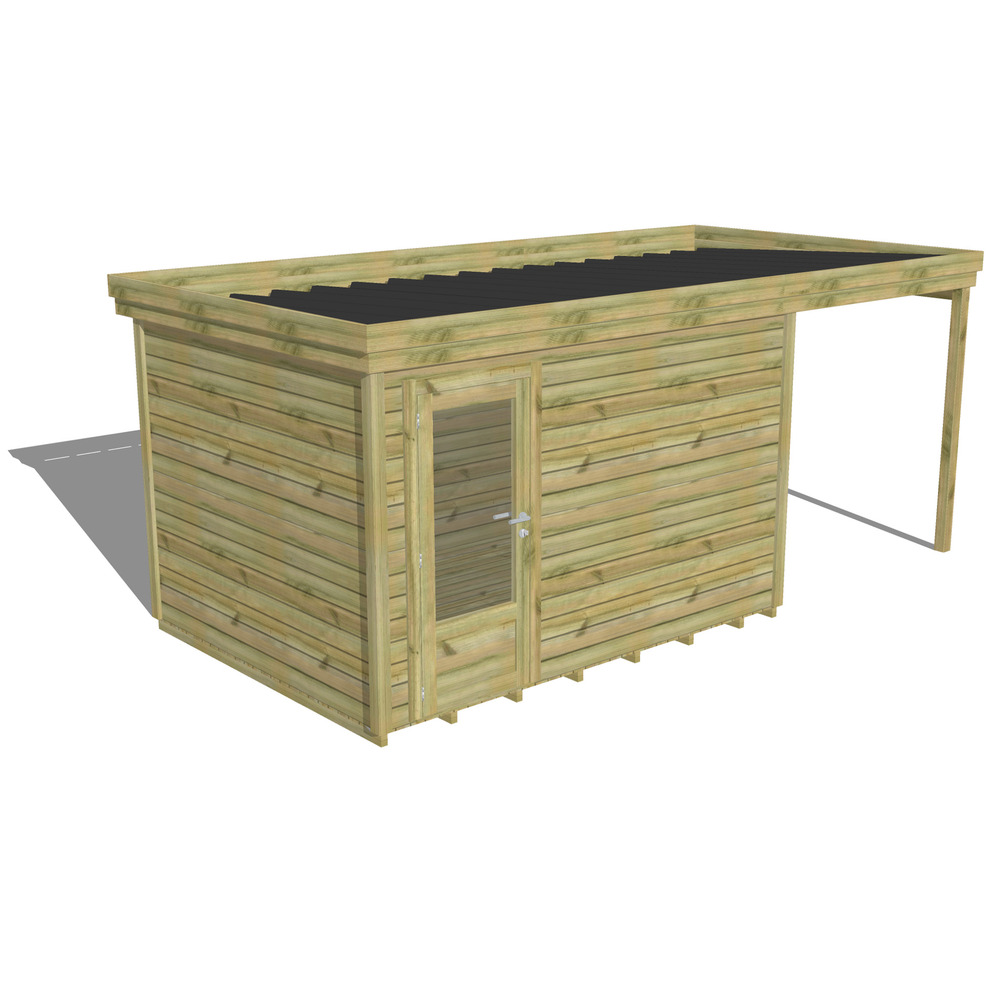 Abri de jardin bois pin traité autoclave 27mm - 5,44x2,64m / 14m2 - bac acier - plancher bois