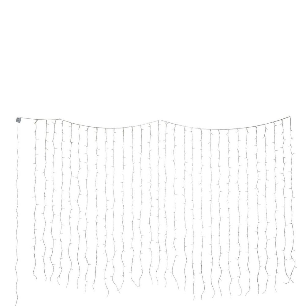 Rideau lumineux de façade d'extérieur 3 x 2 m 600 led blanc chaud à effets avec minuteur sur secteur