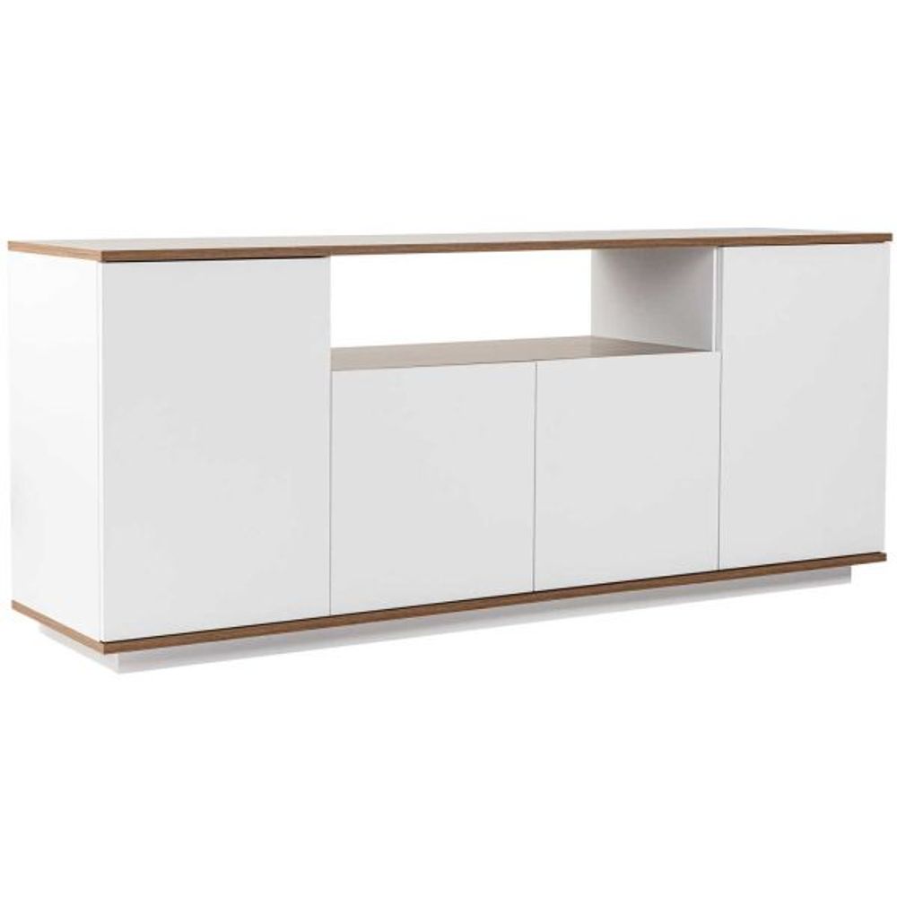 Buffet 4 portes en aggloméré arista blanc et noyer