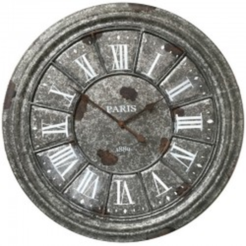 Horloge murale décorative salon cuisine vintage métal gris ø.61 cm