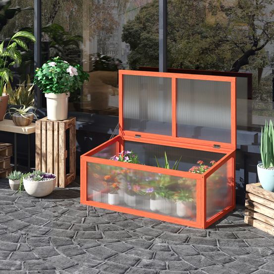 Serre de jardin en sapin et polycarbonate 90 x 46 x 40 cm châssis froid à toit ouvrant - comfortxl outdoor living