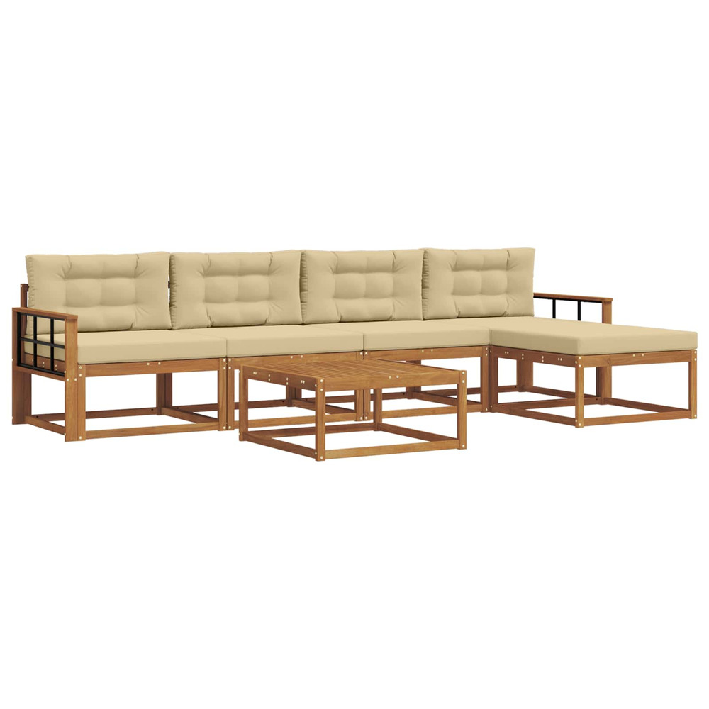 Ensemble de canapés d'extérieur 6 pcs naturel et beige