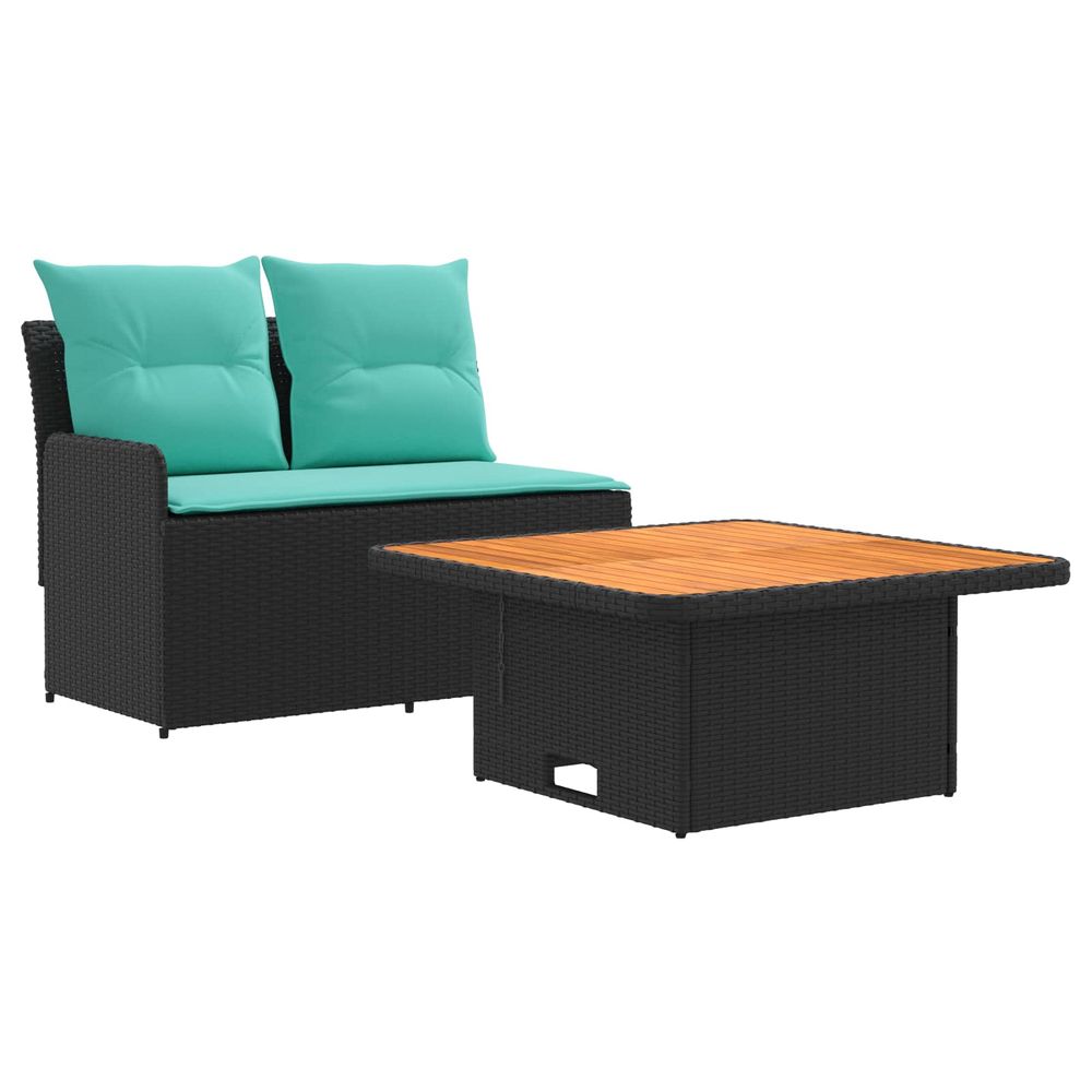 Canapé de jardin avec accoudoirs et table relevable 2 pièce