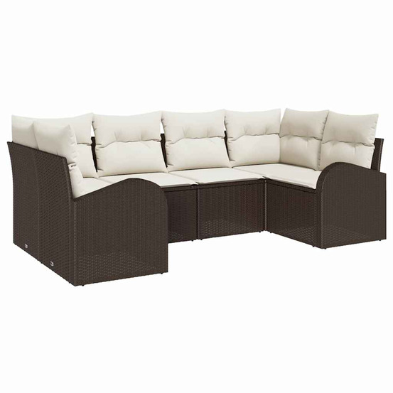 Ensemble de canapé de jardin 6 pcs marron poly rattan