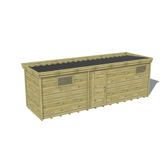 Abri de jardin bois pin traité autoclave 27mm - 7,39x2,14m / 16m2 - bac acier - plancher bois
