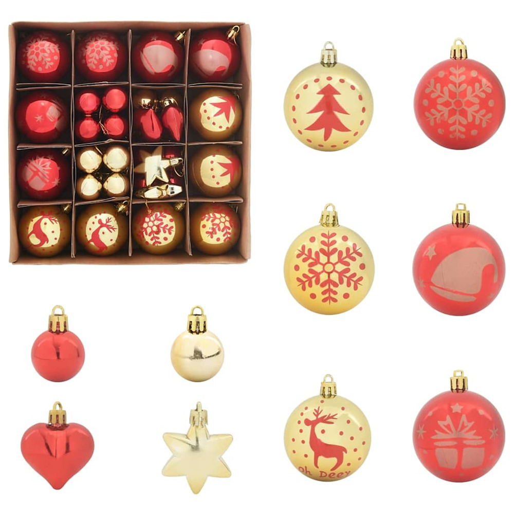 Ensemble de boules de noël 40 pcs or et rouge plastique