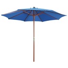 Parasol mobilier de jardin avec mât en bois 300 x 258 cm bleu