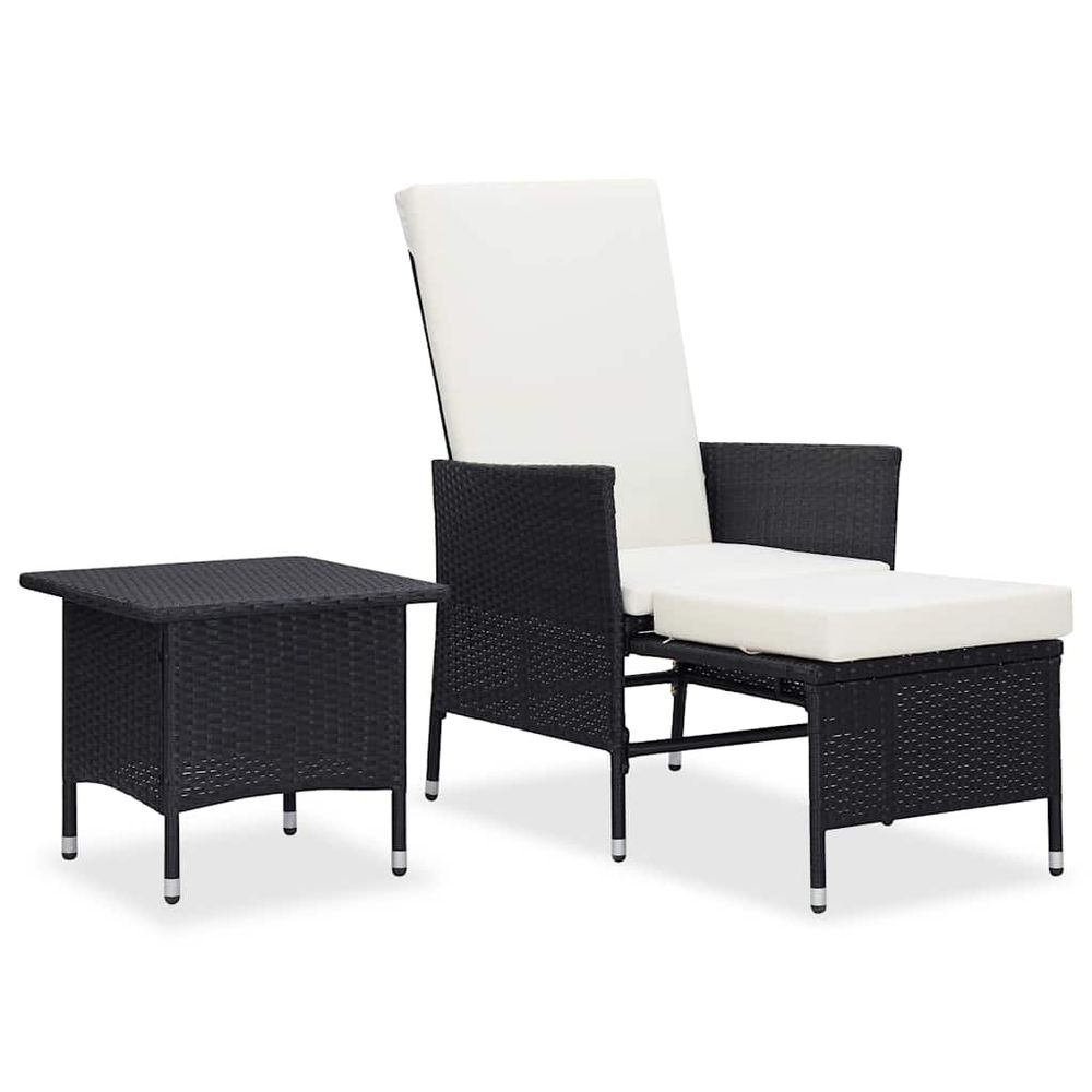 Salon de jardin 2 pcs avec coussins résine tressée noir