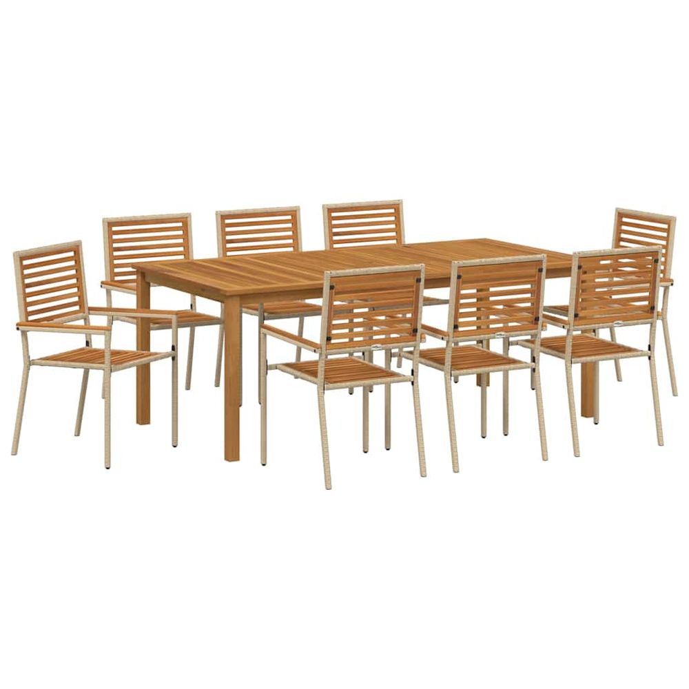 Ensemble de salle à manger pour jardin 9 pc beige