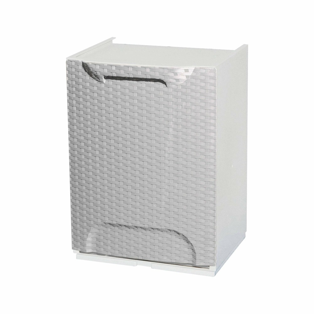 Armoire d'extérieur nakri, mobilier d'extérieur, meuble de balcon polyvalent effet rotin, 100% made in italy, 34x29h47 cm, blanc