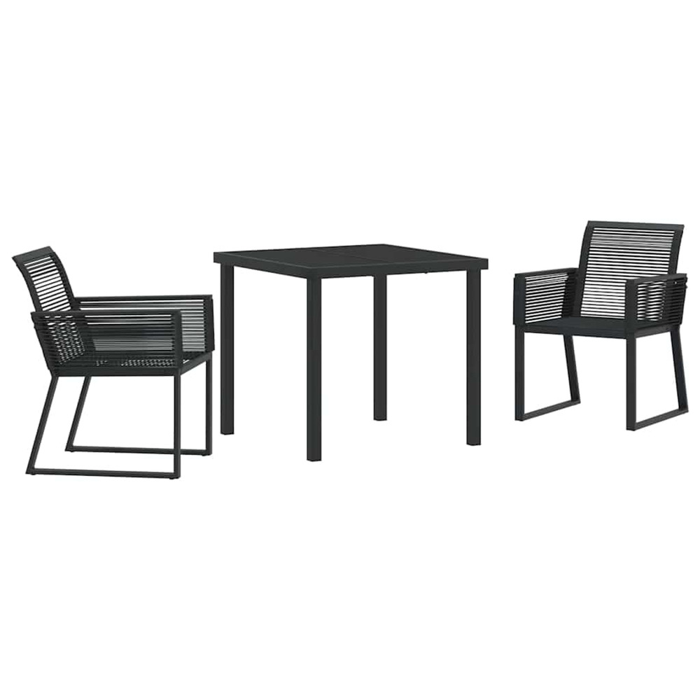 Ensemble de salle à manger pour jardin 3 pcs noir