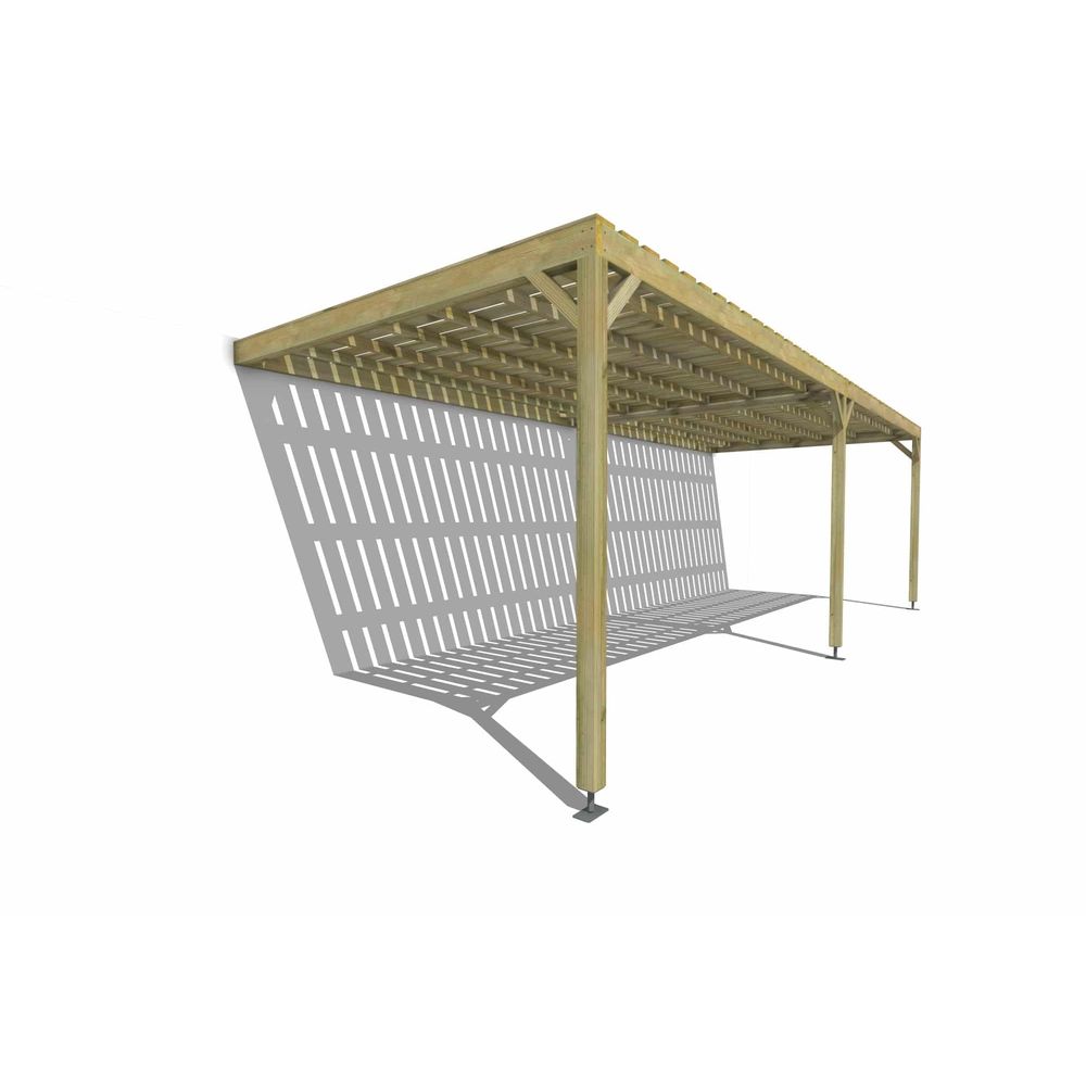 Pergola bois • 8m x 3m • adossée • sens largeur • platelage bois • livraison comprise