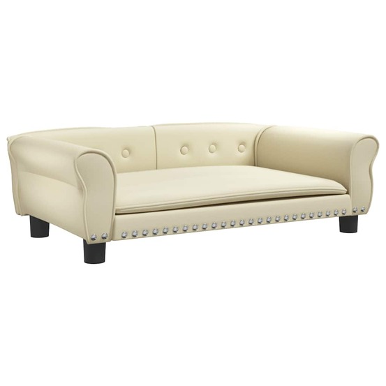 Lit pour chien panier canapé confortable 95 x 55 x 30 cm similicuir crème