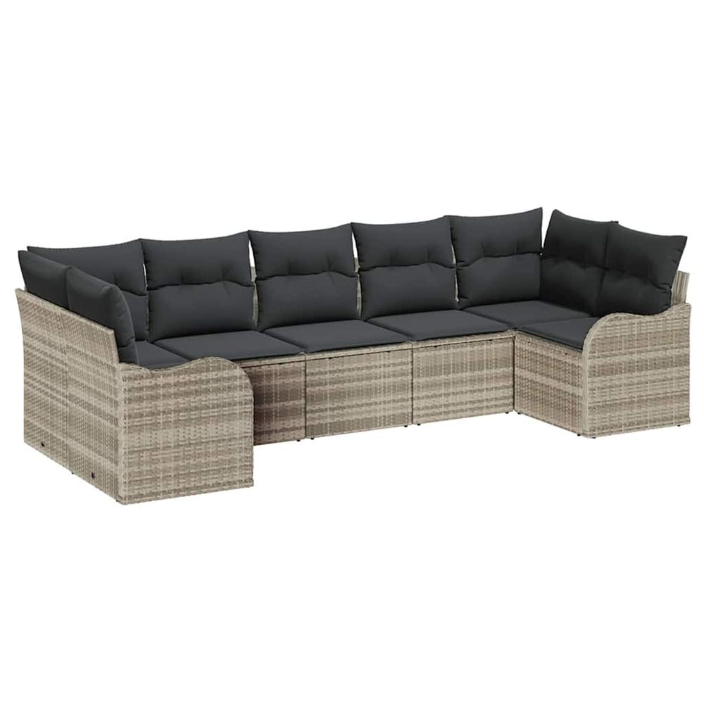 Ensemble de canapé de jardin 7 pc gris clair poly rotin