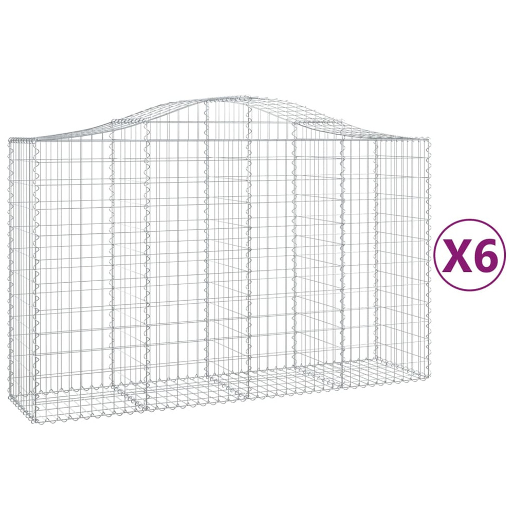 Paniers à gabions arqués 6 pcs 200x50x120/140 cm fer galvanisé