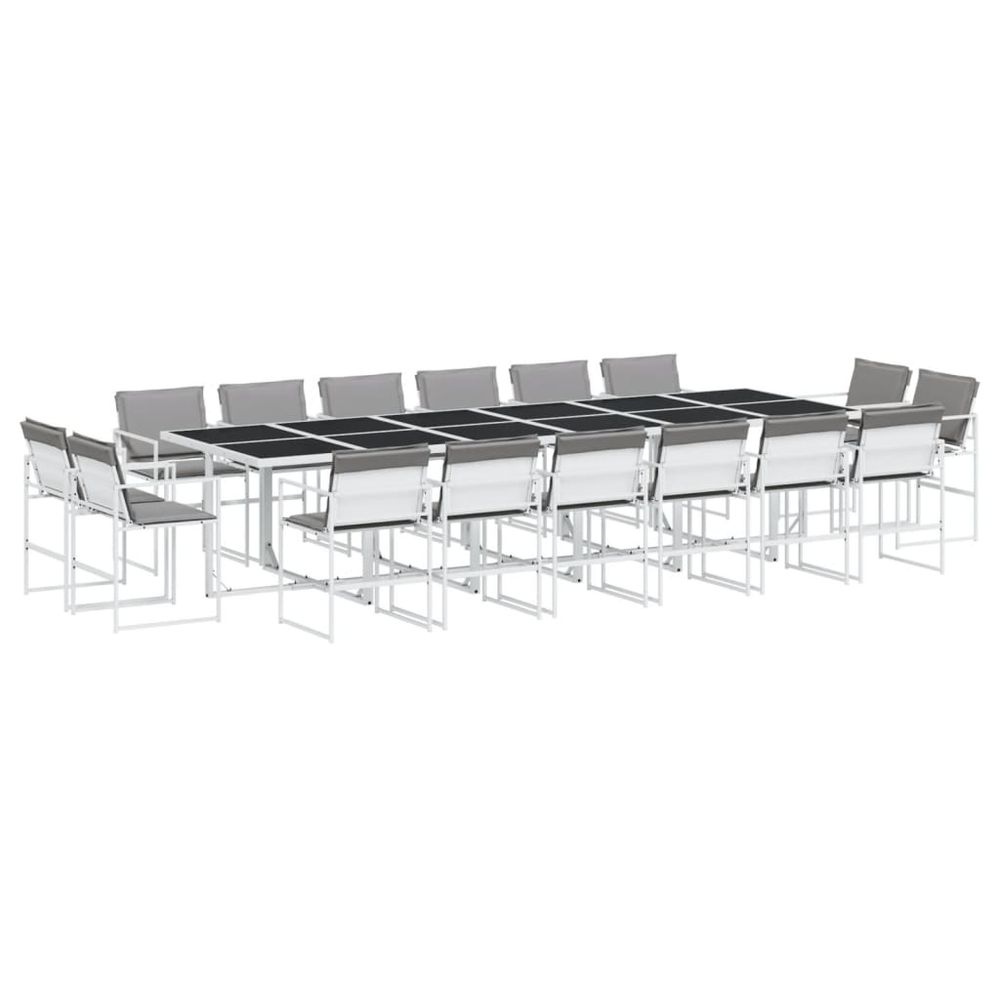 Ensemble à manger de jardin avec coussins 17pcs blanc textilène