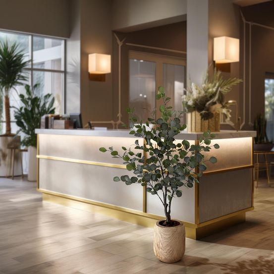 Eucalyptus - gombo bleu plante artificielle h140 cm