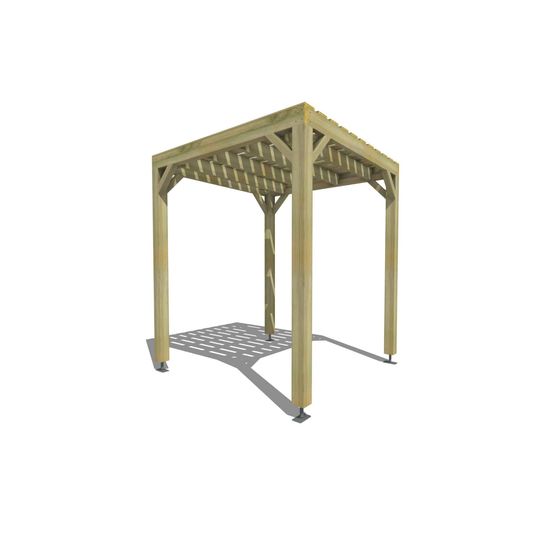 Pergola bois • 2m x 2m • indépendante • sens largeur • platelage bois • livraison comprise