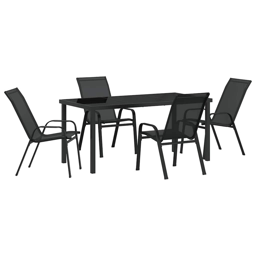 Ensemble de salle à manger pour jardin 5 pcs noir