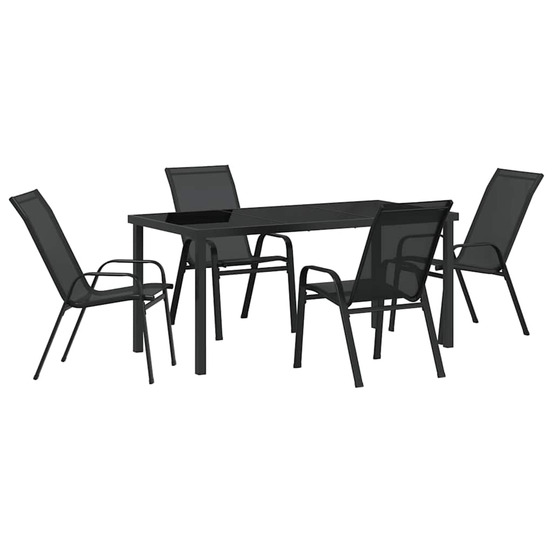 Ensemble de salle à manger pour jardin 5 pcs noir