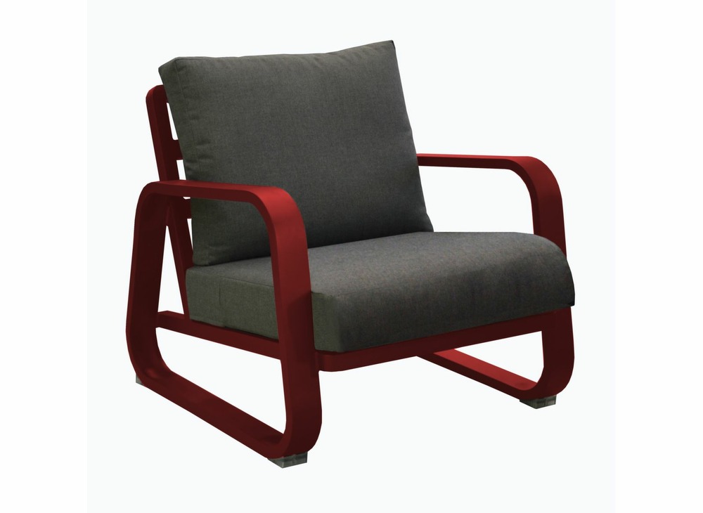 Fauteuil détente antonino sofa en aluminium/coussins - rouge/gris