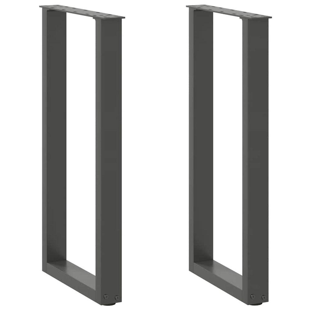 Pieds de table console en u, 2 pièces, anthracite, 28 x (72-73) cm, acier