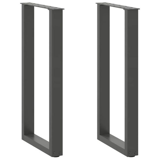 Pieds de table console en u, 2 pièces, anthracite, 28 x (72-73) cm, acier