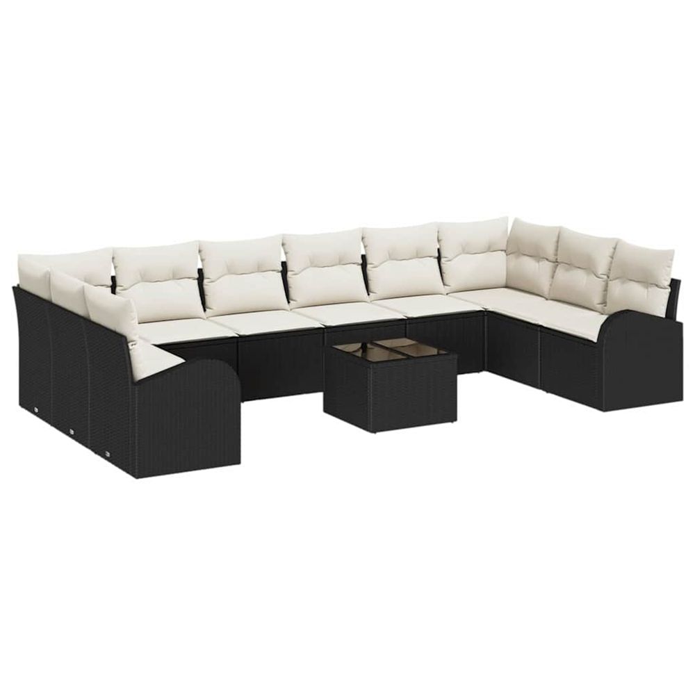 Ensemble de canapé de jardin 11 pc marron et crème polyrotin