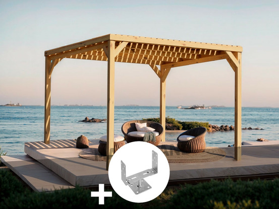 Pergola en bois toulouse avec toit semi-ouvert 500 x 300 cm + 6 supports