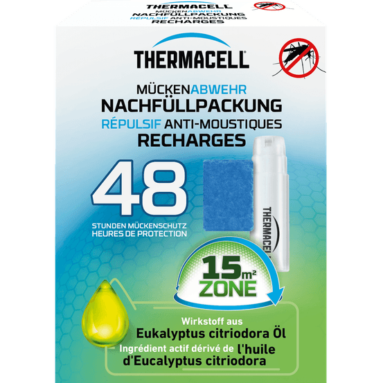 Thermacell recharge répulsive anti moustiques & moustiques tigres - protection 48h- compatible avec diffuseurs, nomades & lanternes