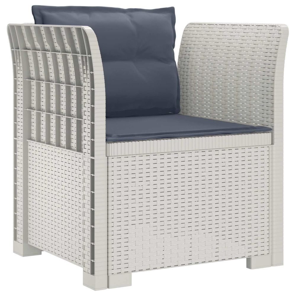 Fauteuil 1 place avec coussins look rotin pp blanc