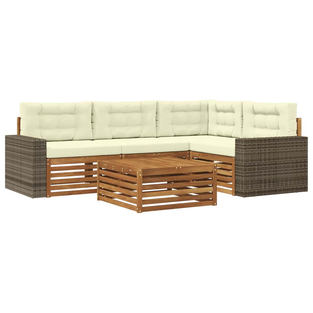 Ensemble de canapés d'extérieur 5 pc naturel et crème polyester