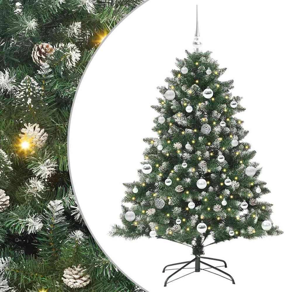 Sapin de noël artificiel vert 150 cm pvc, plastique et acier